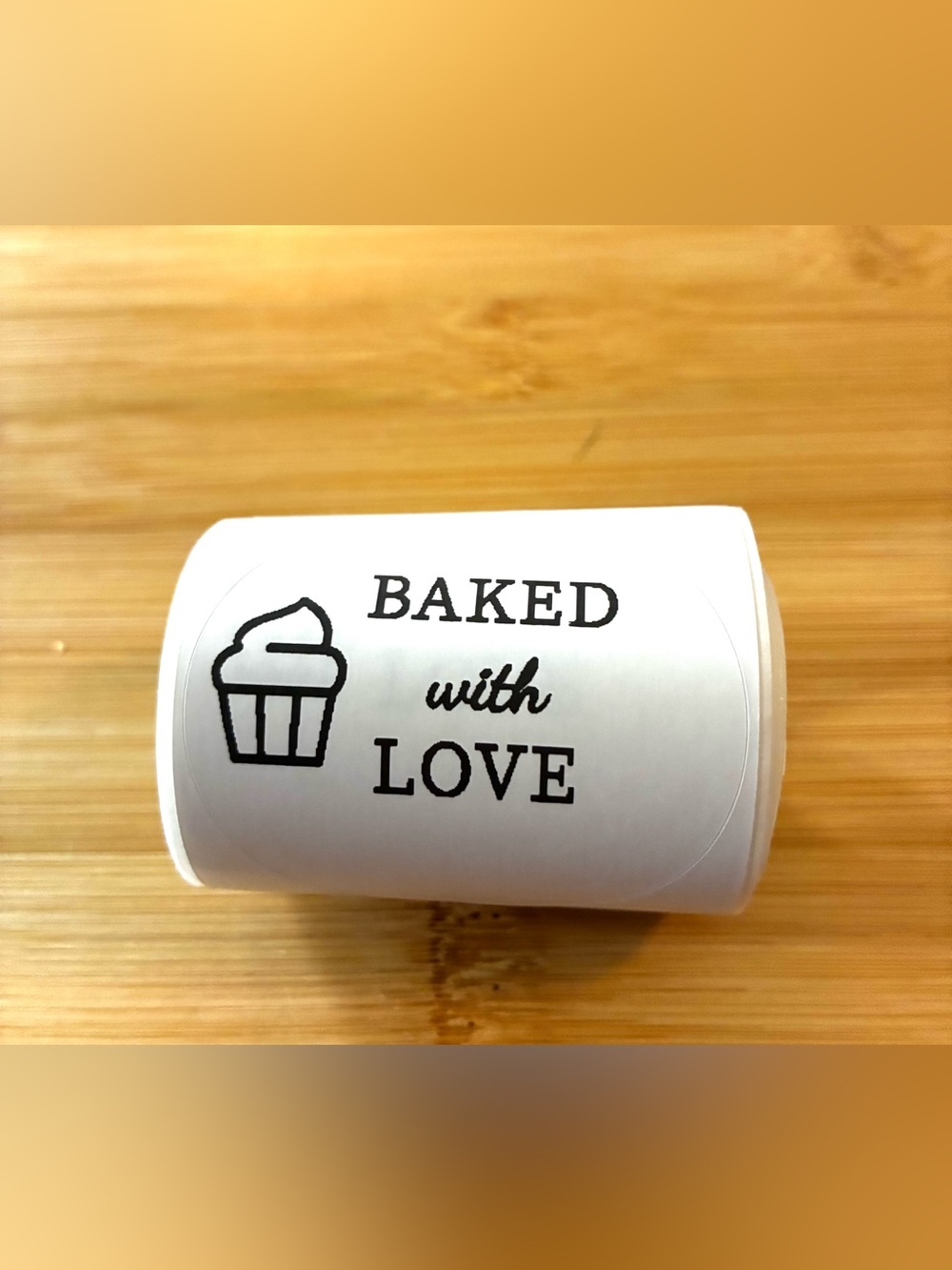 Baked With Love Sticker Roll - White with Black Print